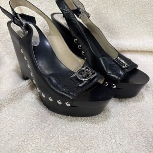 MICHAEL Michael Kors Black Platform Sandals with Studded Details